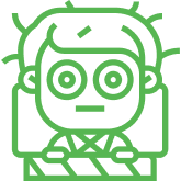 Cartoon zombie face with wide eyes
