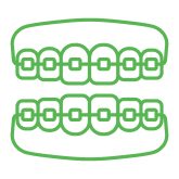 Orthodontic braces illustration in neon green