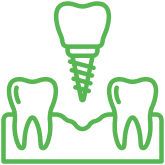 Green dental implant graphic design